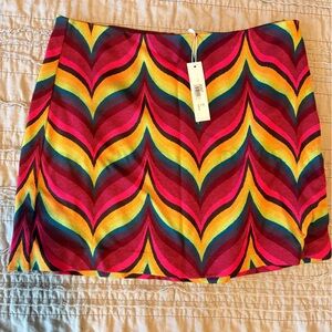 Trina Turk Colorful Wave Pattern Mini Skirt